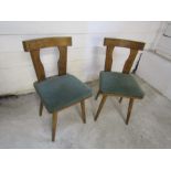 Pair of oak chairs with upholstered seats