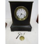 French Garnier mantel clock 19thC in working order with key and pendulum