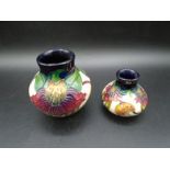 2 Moorcroft Anna Lily pattern small vases design by Nicola Slaney, impressed and painted marks to