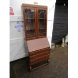 Oak Secretaire bookcase with 3 drawers to base H191cm W70cm D43cm approx