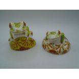 2 Royal Crown Derby paperweight frogs 'Skip' and 'Hop', both with gold stoppers