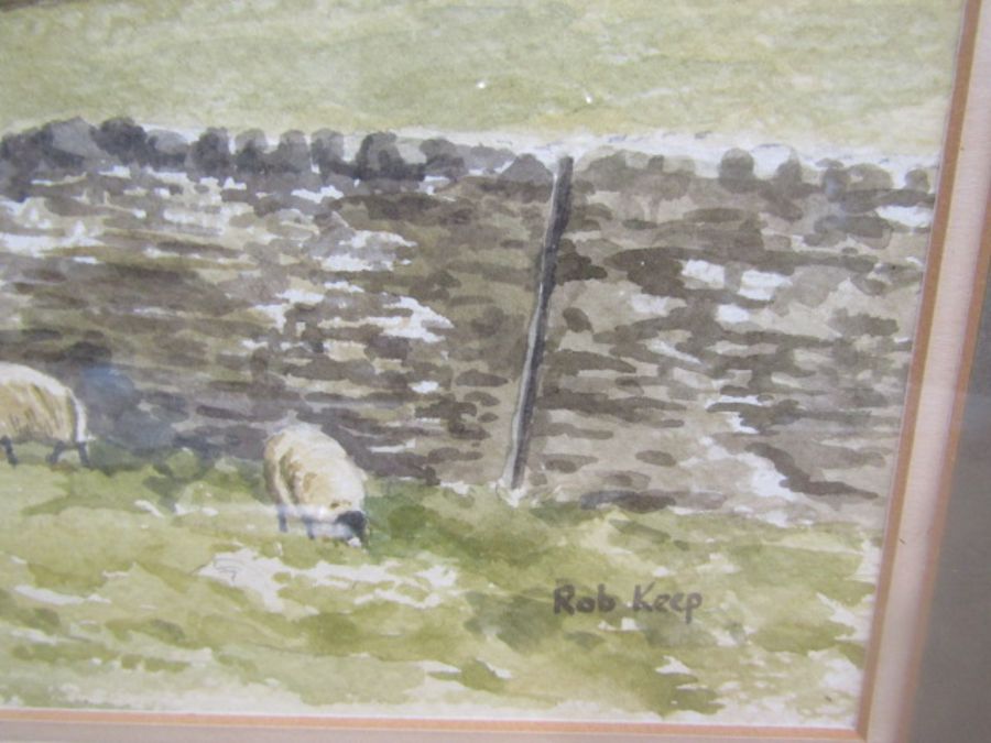 3 water colours and 2 pencil drawings- Rob Keep watercolour 'an evening on Thorpe Fell', K Bailey - Image 9 of 10