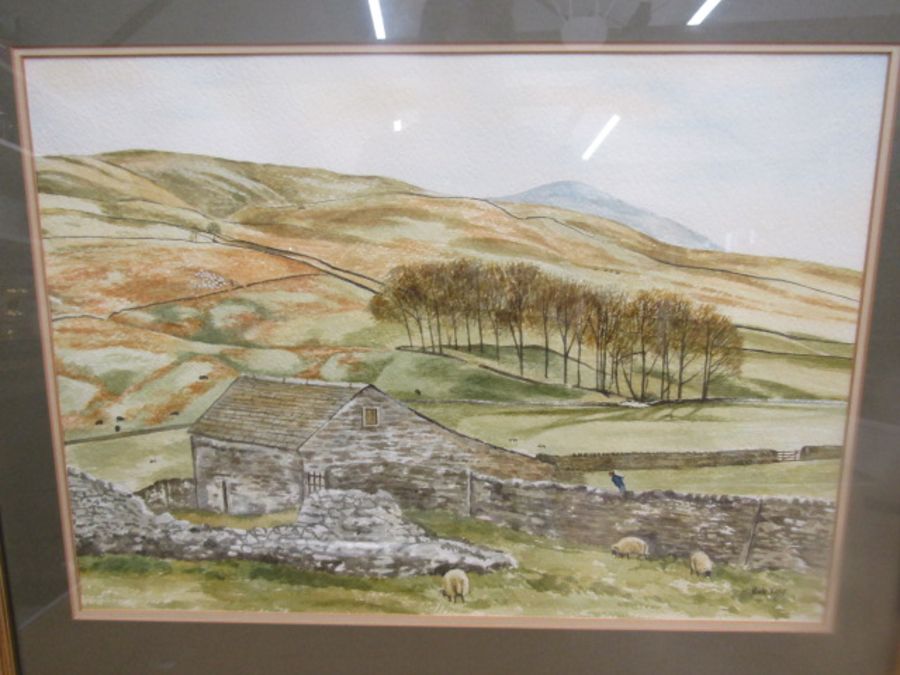 3 water colours and 2 pencil drawings- Rob Keep watercolour 'an evening on Thorpe Fell', K Bailey - Image 8 of 10