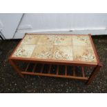 Retro tile topped coffee table H41cm Top 46cm x 86cm approx