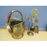 Brass coal bucket shovel and companion set