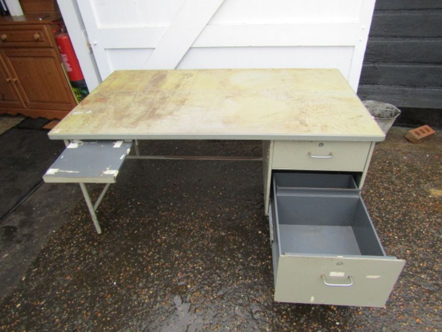 1970's Metal Ex Military Enham desk H70cm W153cm D92cm approx - Image 2 of 5