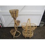 2 Vintage wicker plant stands