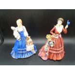 The English Ladies Co bone china figurines - The Mask Seller and The Puppeteer (2), approx 21cm