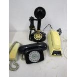 Candlestick touchtone phone and 2 other retro phones