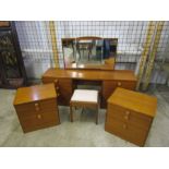 Vintage Stag dressing table with stool and pair of bedside drawers