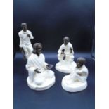 4 Minton cream and bronze figurines to include Spellbound MS2, The Fisherman MS13, The Sage MS25 and