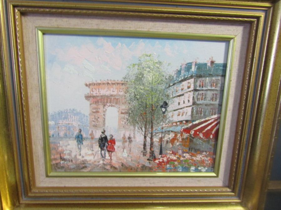 5 Parisian oil on canvas signed Burney in matching gilt frames 39x34cm - Image 4 of 6
