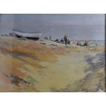 Sydney Foley (British 1916 - 2001) Beach Parties, Dunwich. watercolour, signed and with label
