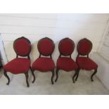Set of 4 Victorian mahogany upholstered balloon back dining chairs