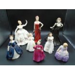 8 Royal Doulton lady figurines to incl Amelia HN4327, Sophie HN4856, Shirley HN2702, Catherine