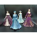 4 Royal Worcester lady figurines to incl Serena figurine of the year 1997, Charlotte figurine of the