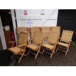 Set of 8 folding Leisuregrow Teak and rattan garden chairs