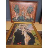 2 framed tapestries 74x62cm