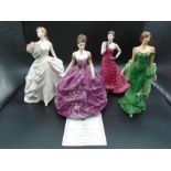 4 Coalport lady figurines to incl limited edition figurines 'The Jubilee Rose' 745/7500,'Jade' 418/