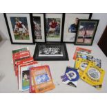 Signed Arsenal photos, rosettes and a collection of match programmes from 70s