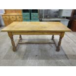Vintage pine refectory table H78cm Top 91cm x 183cm approx