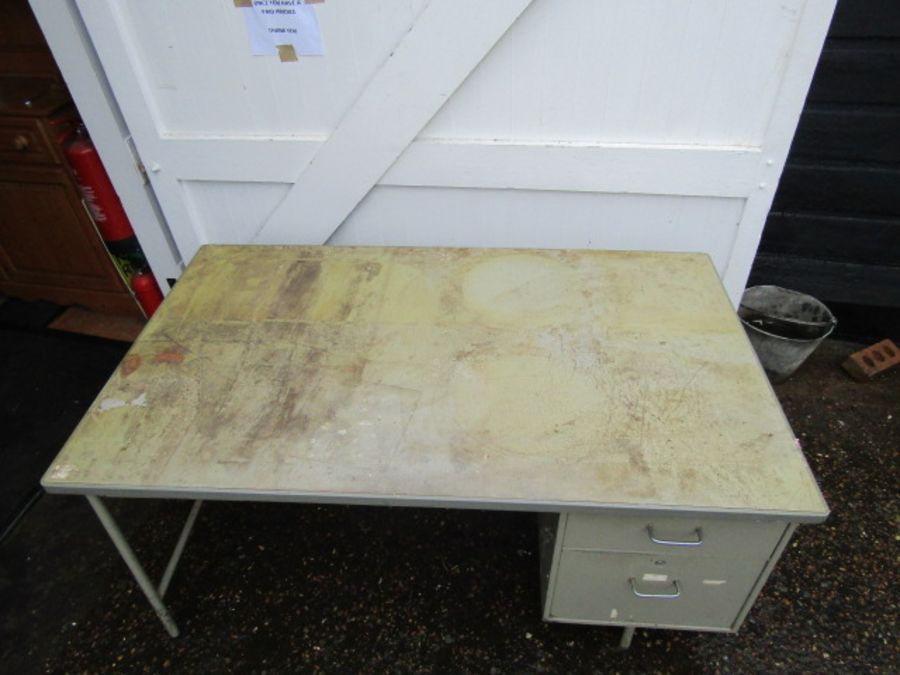 1970's Metal Ex Military Enham desk H70cm W153cm D92cm approx - Image 4 of 5