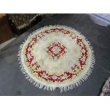 Round cream and red rug Diameter 130cm approx