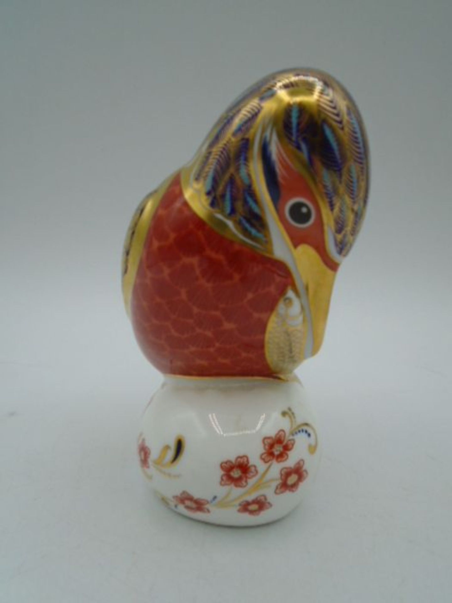 Royal Crown Derby Kingfisher with fish Paperweight, with stopper, 11cm tall - Image 2 of 5