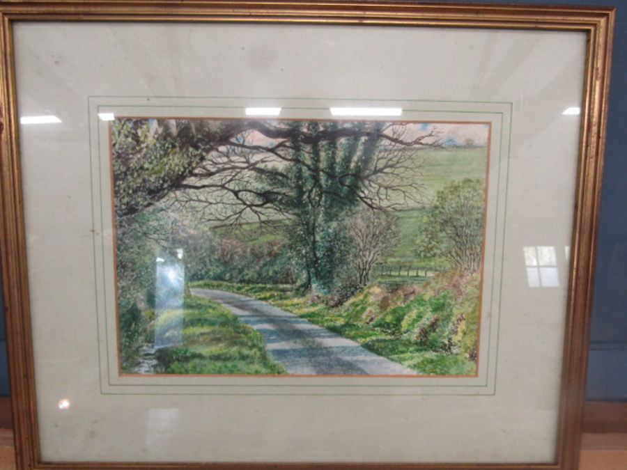 'Morning Sun' watercolour by Norman Glason (unsigned)  somewhere in Somerset 50x42cm framed and