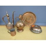 Ethnic Copper coffee pots, tray, cup and dome