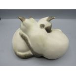 Moorside pottery 'sleeping cats'   Slight damage underside