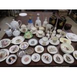 Royal Commemorative collection of china to include tea sets, Wedgwood glass, trinket dishes, plates,