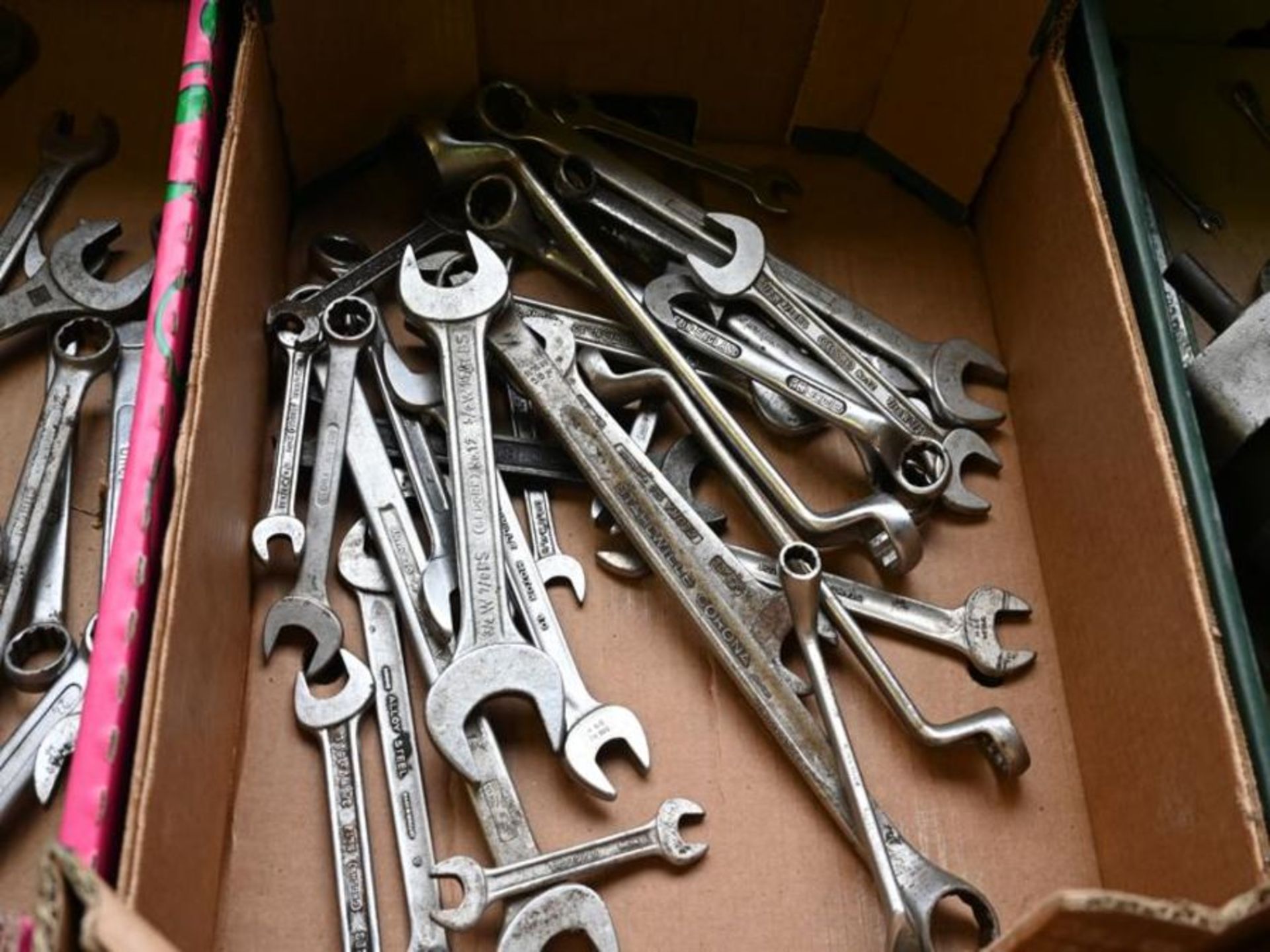 tray of spanners a/f
