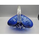 Blue Murano glass basket 18cmH x 19cmW