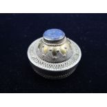 Indian pill pot white metal with Lapis tip described by vendor as Indian silver but no markings