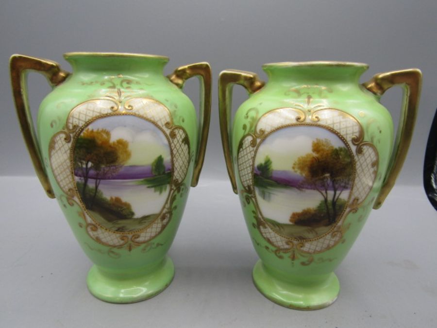 Noritake hand painted Japanese vases 14cmH - Image 3 of 4