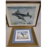 2 aircraft prints signed by squadrons, framed and glazed 63x38cm and 44x37cm