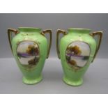 Noritake hand painted Japanese vases 14cmH