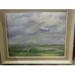 Peter Webb oil on board 'Air ship over Bedfordshire' 1904