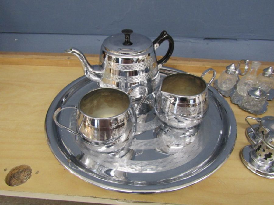 Tea set with tray, condiment sets and cake stand - Image 5 of 5