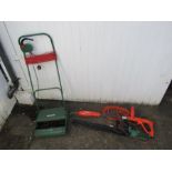 Qualcast lawnmower, hedge trimmer (no lead) and Flymo power weeder, all from a house clearance