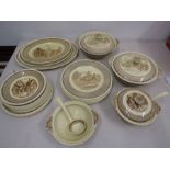 Shakespeare illustrated dinnerware comprising  6x10" dinner plates, 2x9" plates, 7 x 8" plates, 2x7"