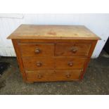 Vintage pine 2 short over 2 long chest of drawers H73cm W91cm D44cm approx (has some woodworm)