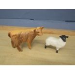 Beswick calf and lamb. Tallest H 7cm approx