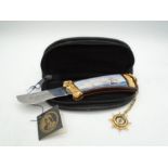 Franklin Mint The Majestic Cutty Sark 1870-1922 collectors knife with attached compass on chain in