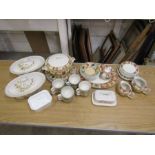 Part dinner set, casserole dishes and butter dishes