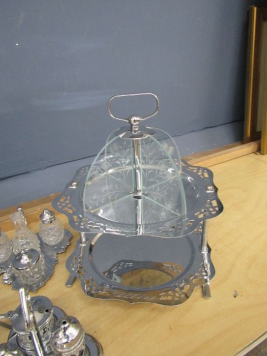 Tea set with tray, condiment sets and cake stand - Image 4 of 5