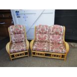 Wicker 2 seater sofa and armchair