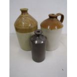 3 stoneware bottles/ flagon inc Swaffham a/f