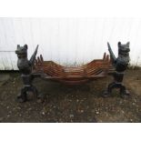pair French fire dragons with fire basket  basket 63x36cm